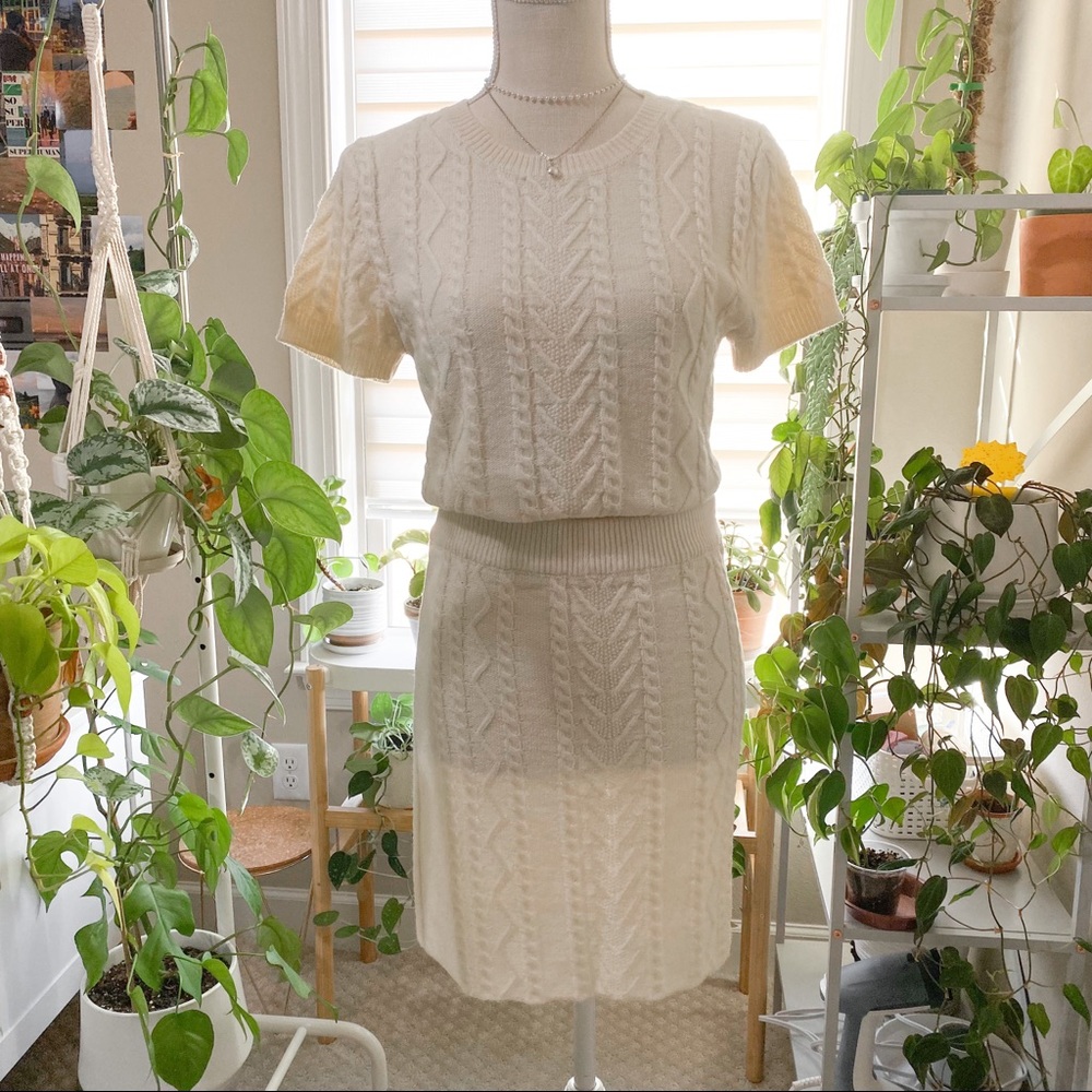 Fashion Nova - Cream Knitwear Skirt Set